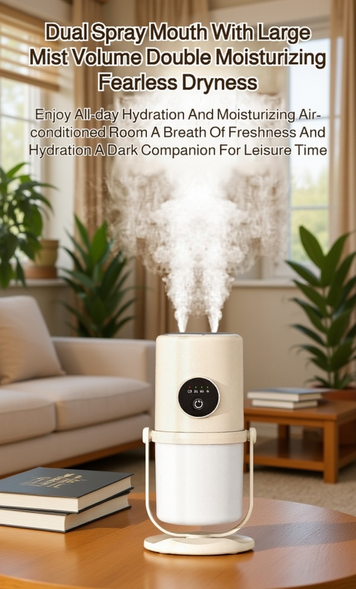 Close-up of dual mist nozzles on USB humidifier