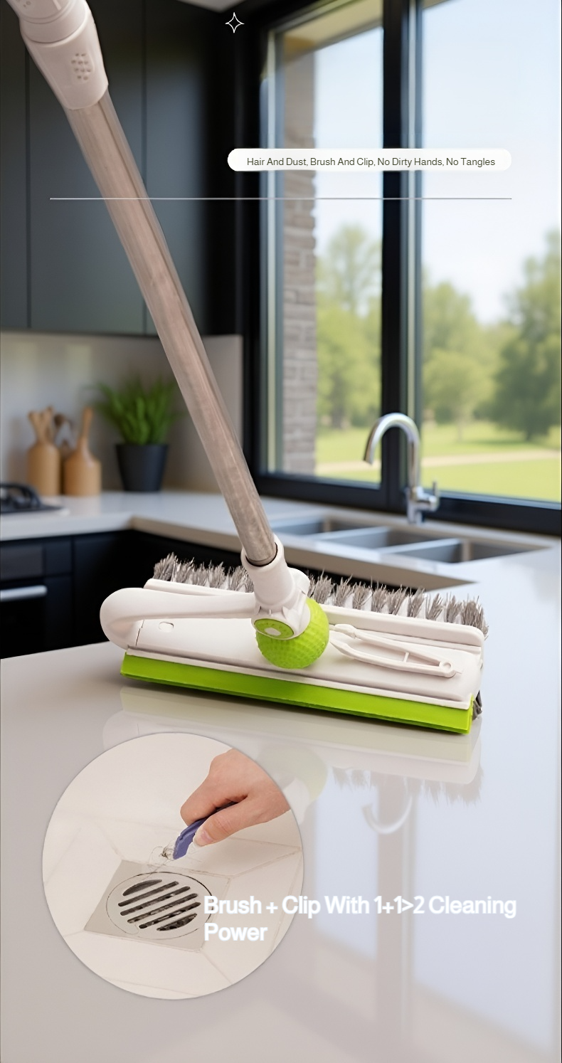 Bathroom cleaning with silicone toilet and floor brush