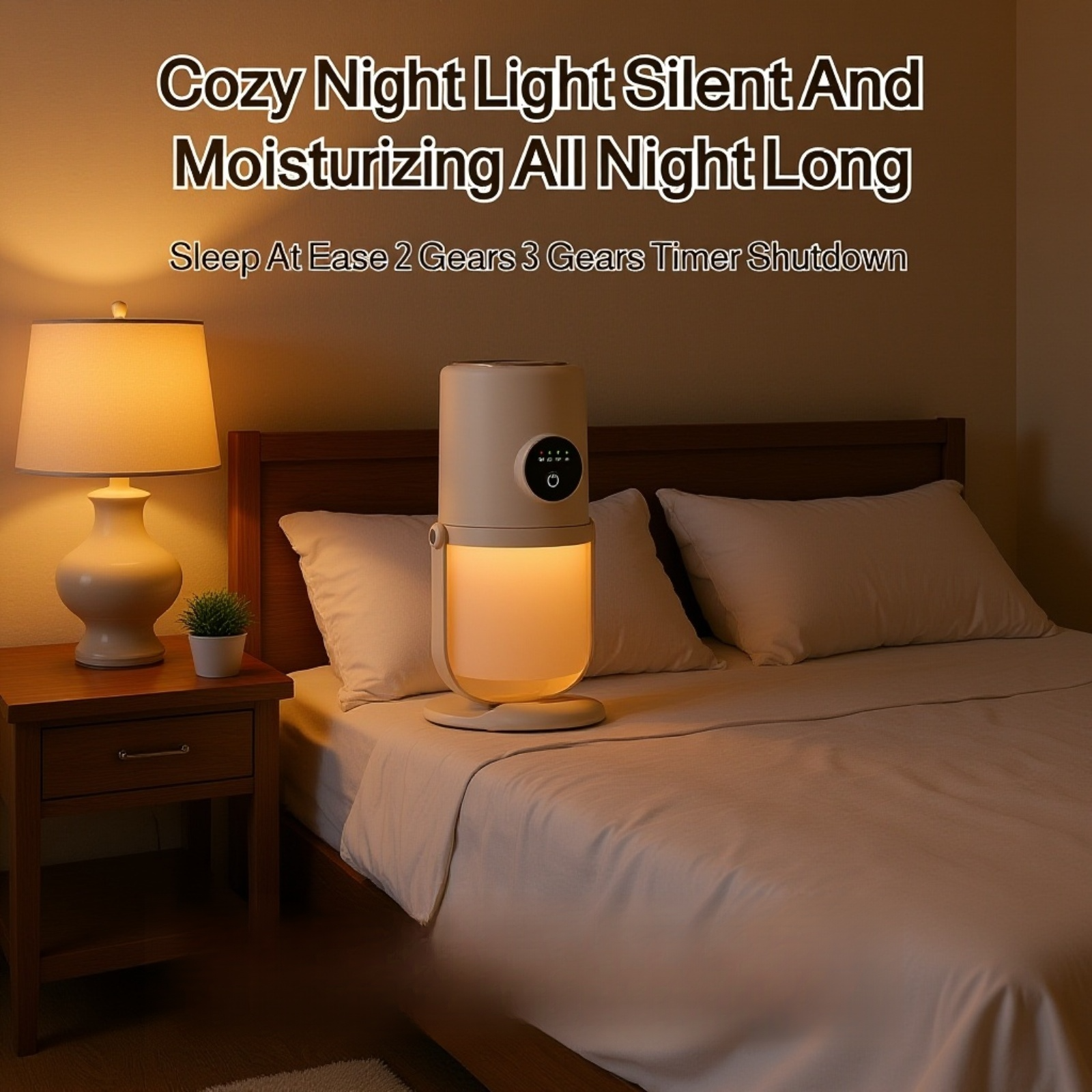  Extra-Large Capacity USB Mini Dual-Jet Humidifier with Silent Night Light