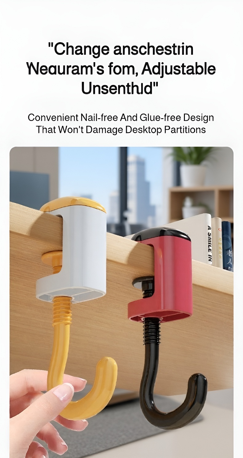 Sturdy metal hook for hanging backpacks on desk