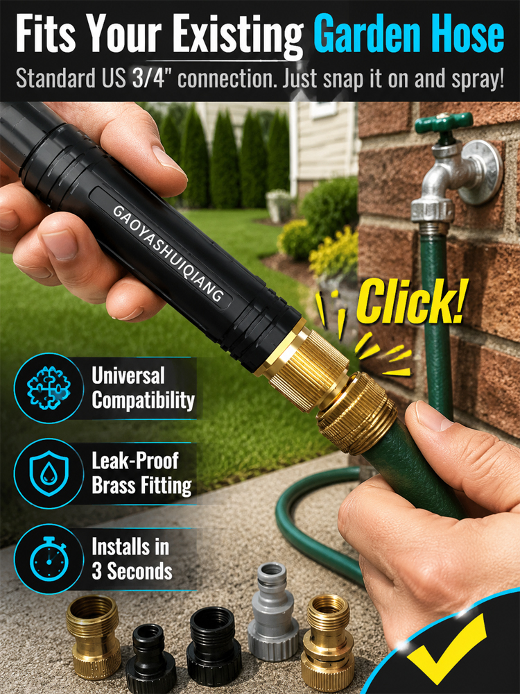 Black Diamond Adjustable Pressure Washer Nozzle | 60FT Long Range Metal Water Gun for Home, Car & Pool Cleaning | Fits Greenworks, Sun Joe & Kärcher