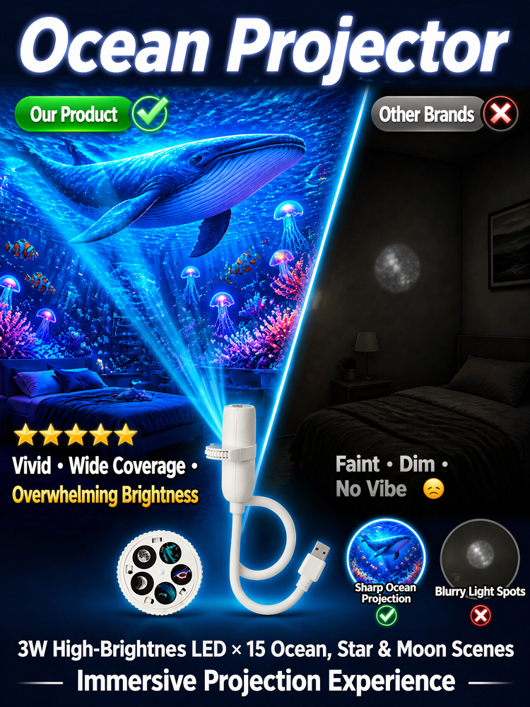 Ultra-HD Ocean Projector | Transform Your Room with 15+ Lifelike Underwater & Starry Modes