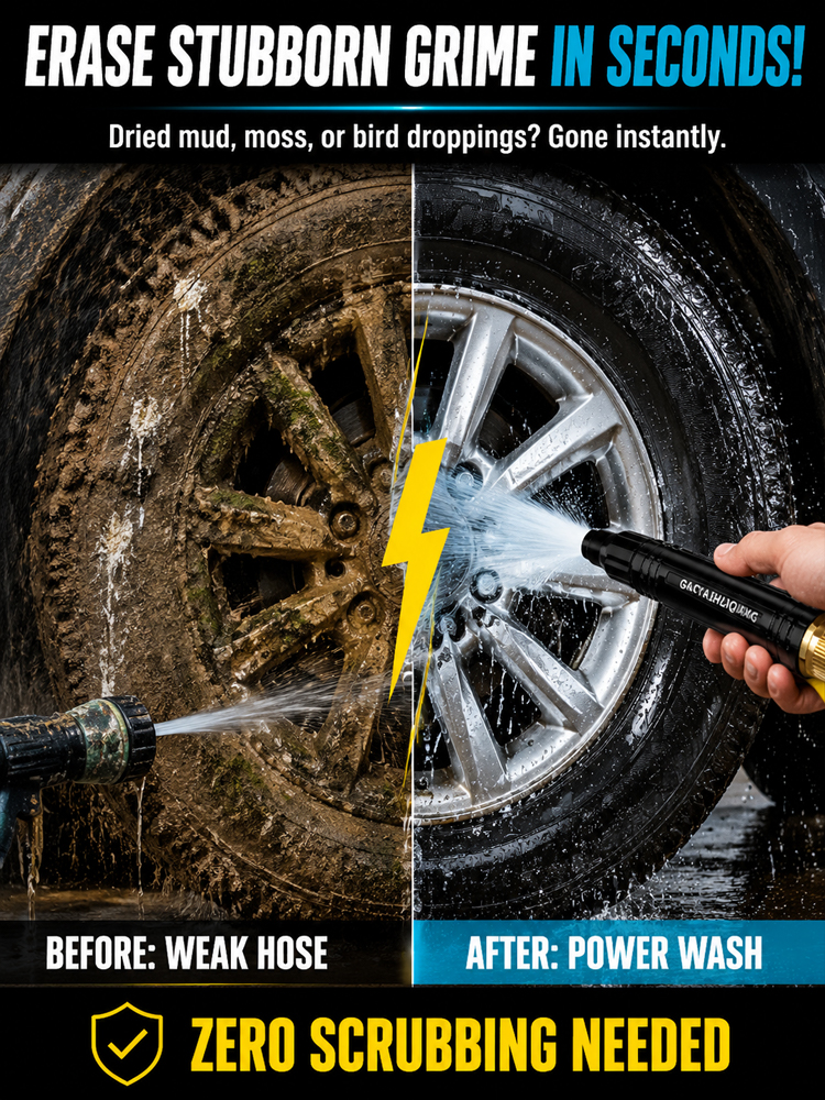 Black Diamond Adjustable Pressure Washer Nozzle | 60FT Long Range Metal Water Gun for Home, Car & Pool Cleaning | Fits Greenworks, Sun Joe & Kärcher