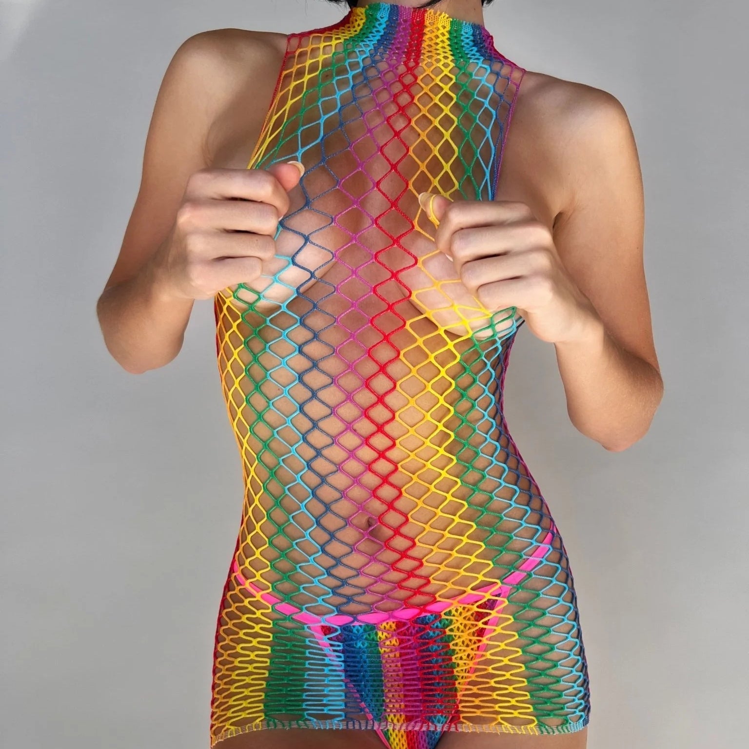 Rainbow Mesh Desire Bodystocking