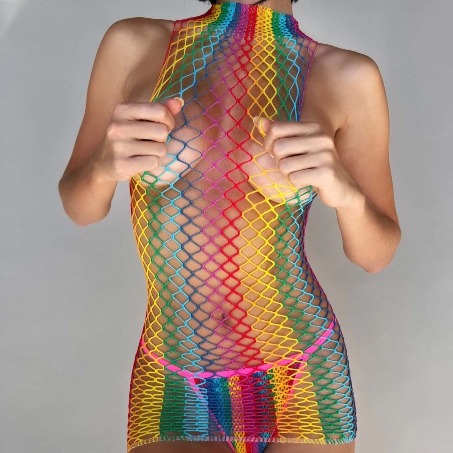 Rainbow Mesh Desire Bodystocking