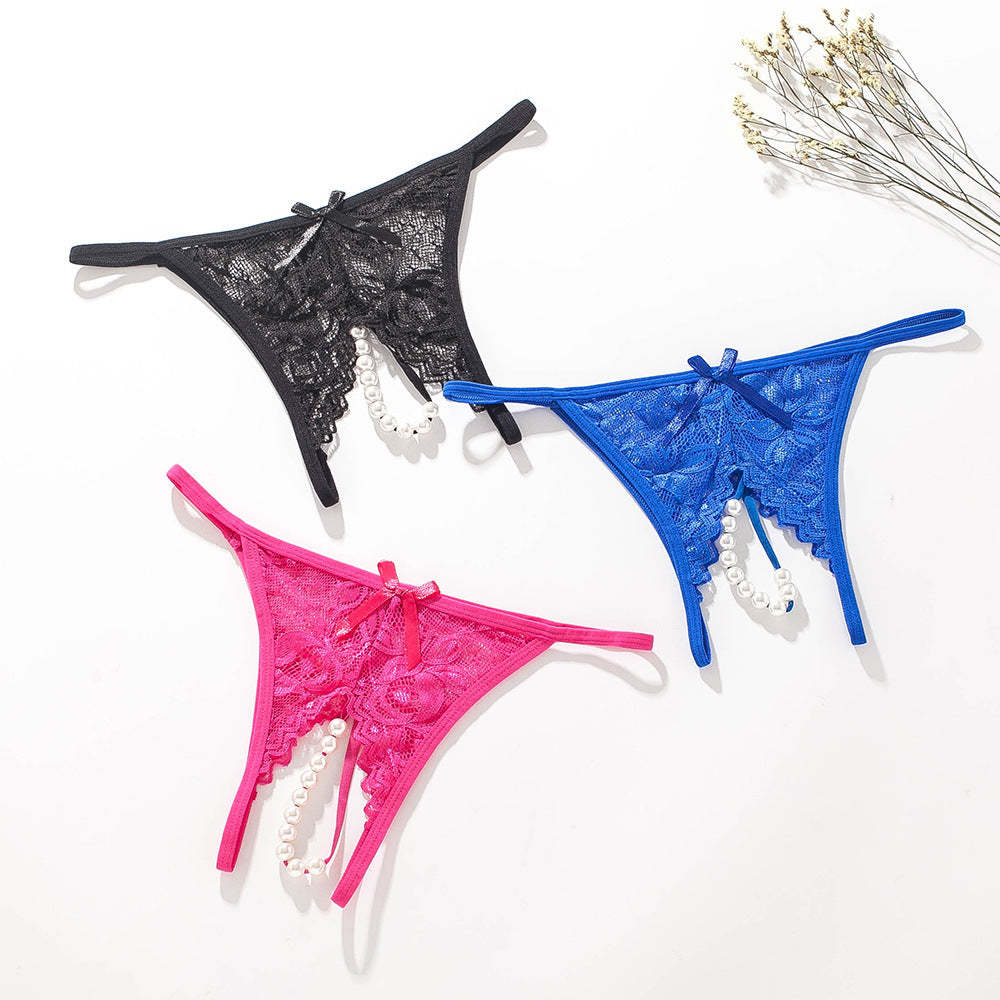 Pearl Tease Sheer Thong(Buy 1, get 2 free)