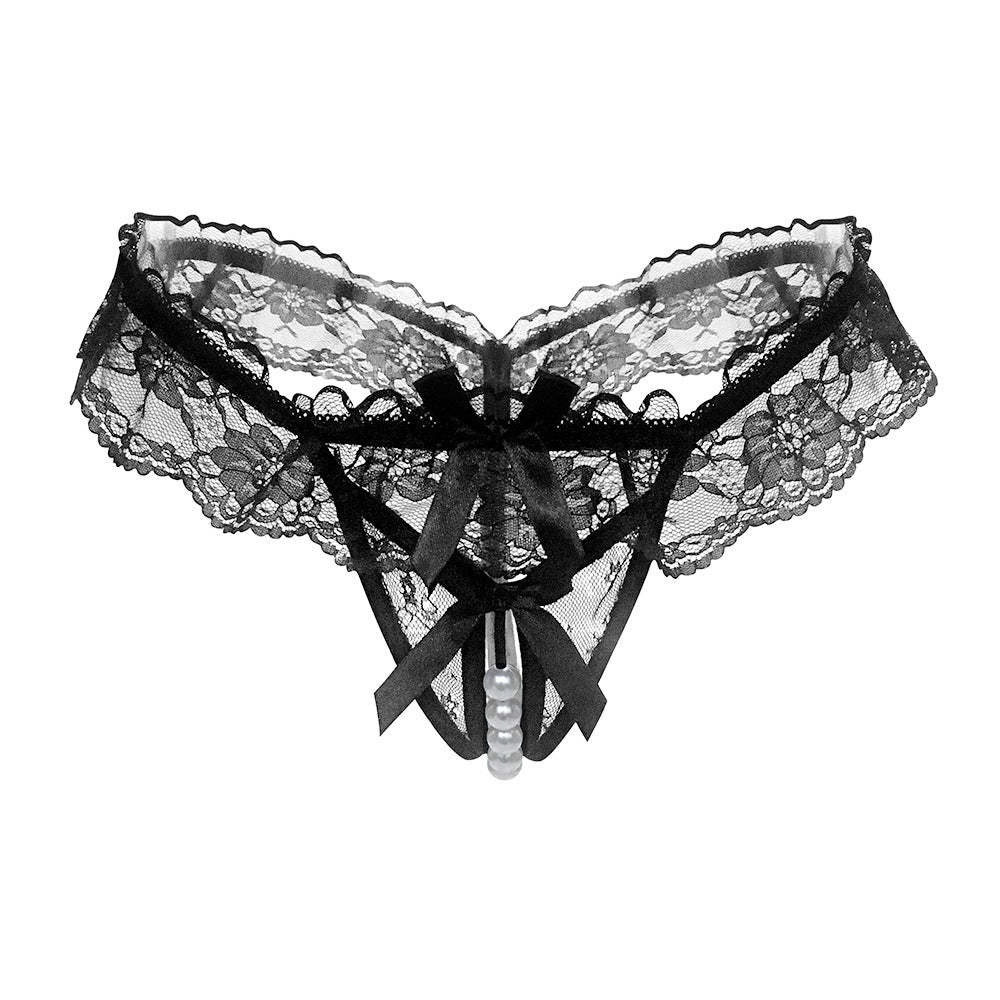 Pearl Desire Lace Crotchless Thong(Buy 1, get 2 free)