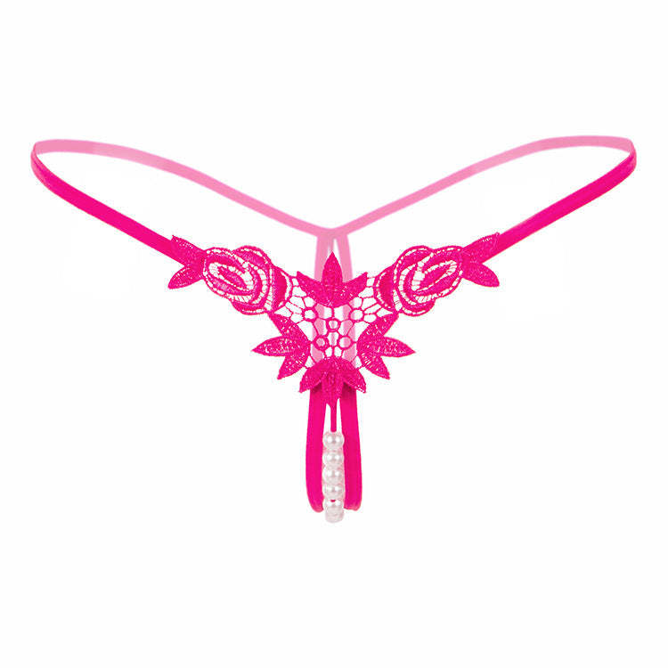 Pearl Play Embroidered Crotchless Thong(Buy 1, get 2 free)