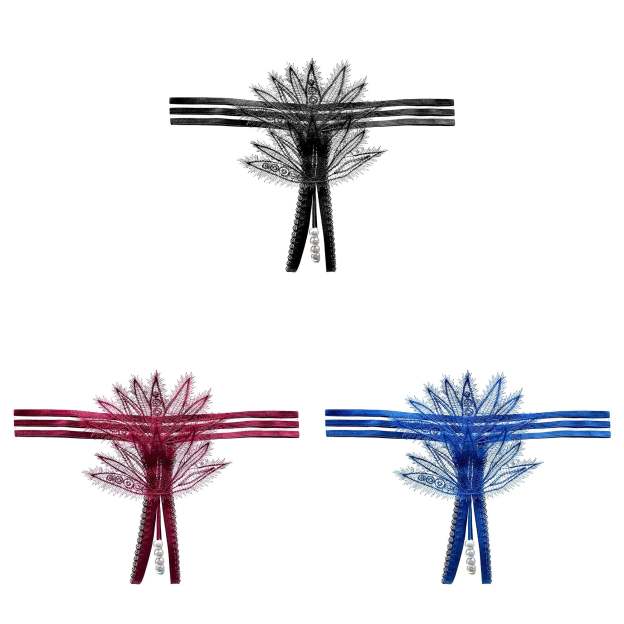 Lace Pearl Teasing Open Crotch Thong(Buy 1, get 2 free)