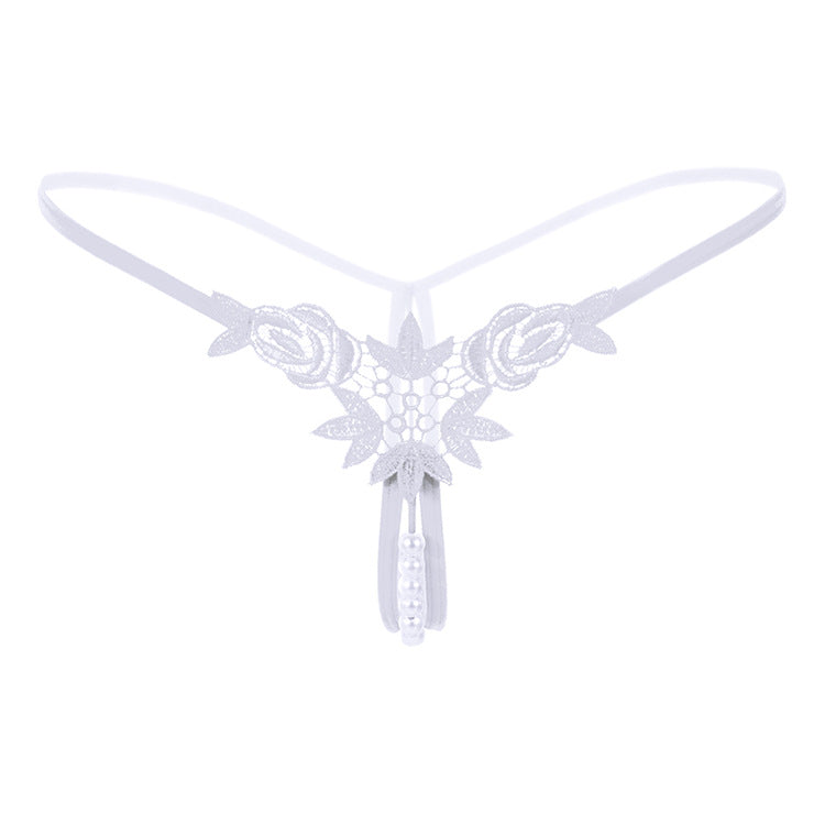 Pearl Play Embroidered Crotchless Thong(Buy 1, get 2 free)