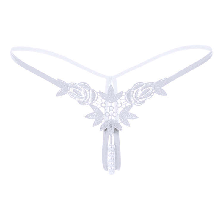 Pearl Play Embroidered Crotchless Thong(Buy 1, get 2 free)