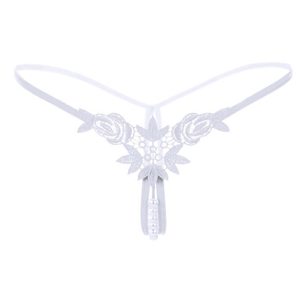 Pearl Play Embroidered Crotchless Thong(Buy 1, get 2 free)