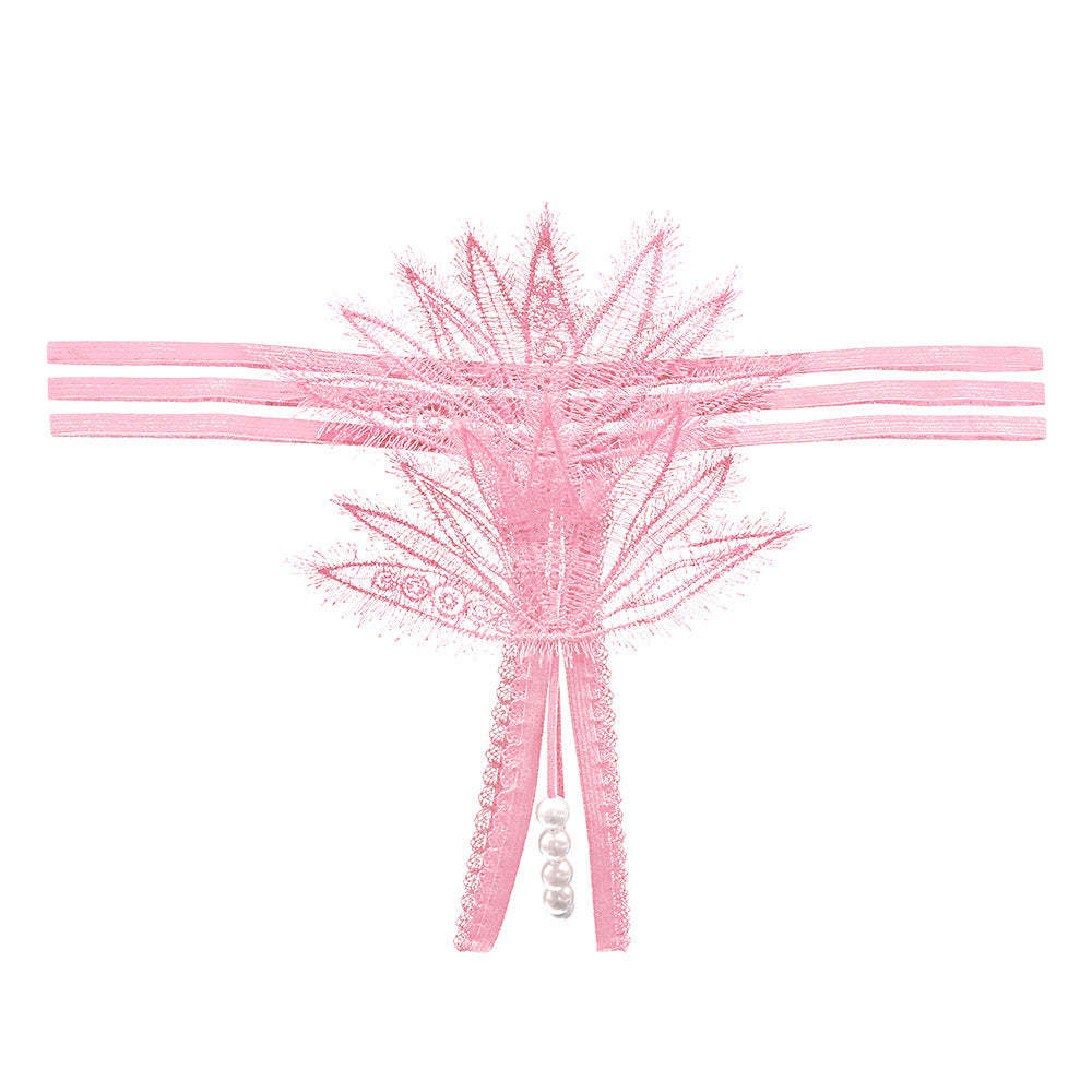 Lace Pearl Teasing Open Crotch Thong(Buy 1, get 2 free)