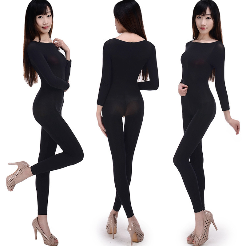 VelvetSexy bodysuit, open-crotch stockings