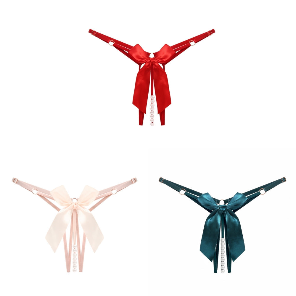 Beaded Tease Open Crotch Thong(Buy 1, get 2 free)