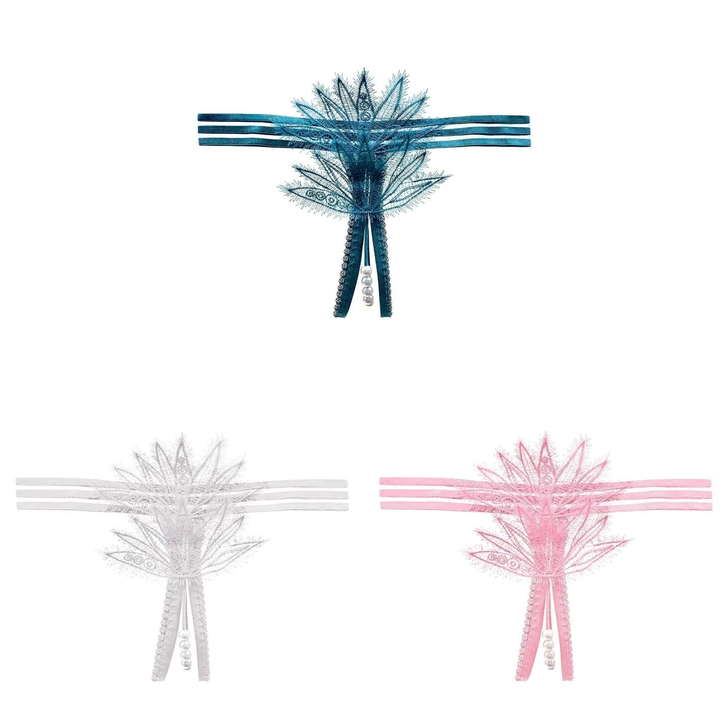 Lace Pearl Teasing Open Crotch Thong(Buy 1, get 2 free)