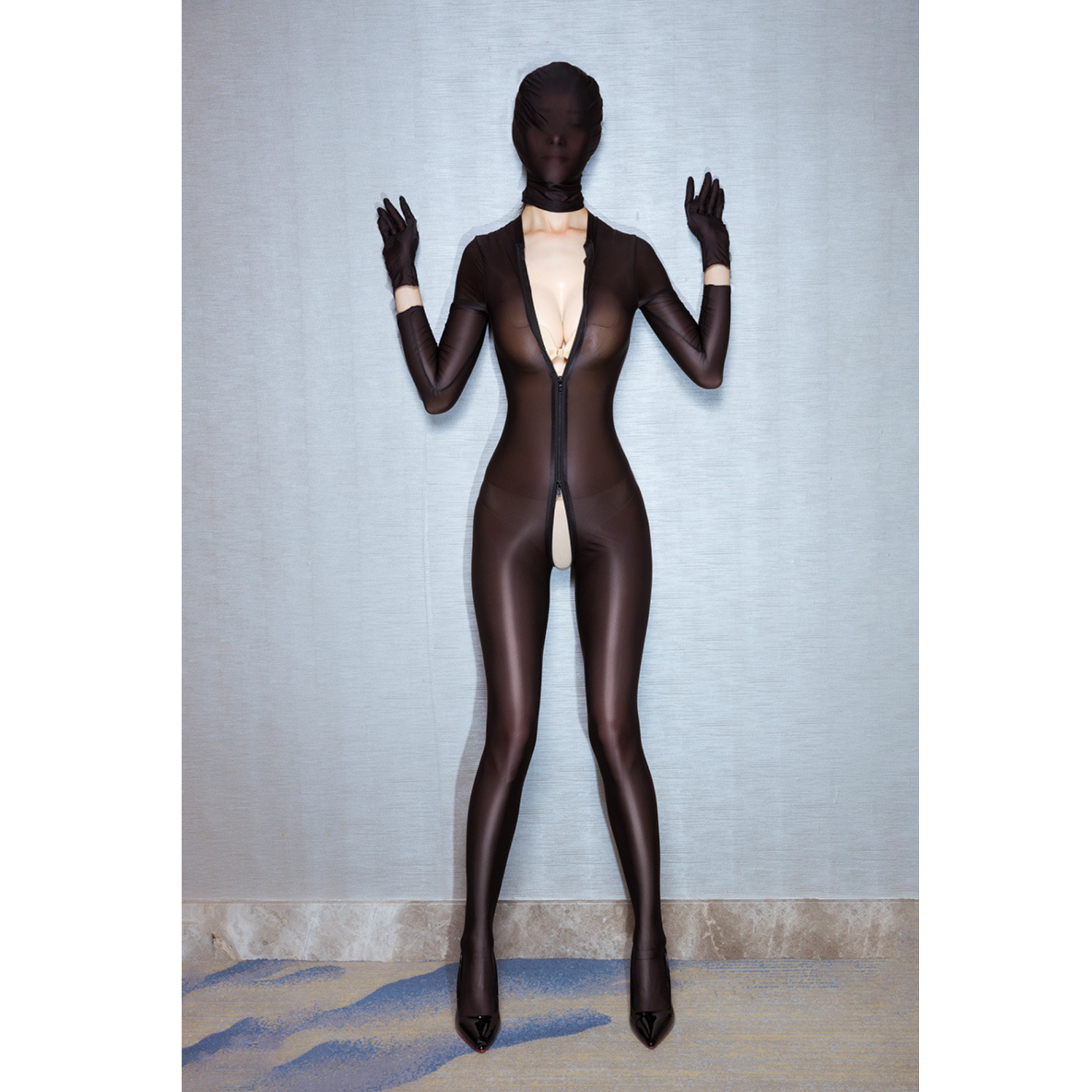 Glossy Zip Through Bodysuit