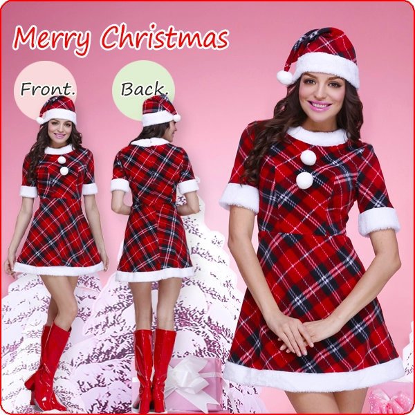 New mid-sleeve plaid Christmas outfit