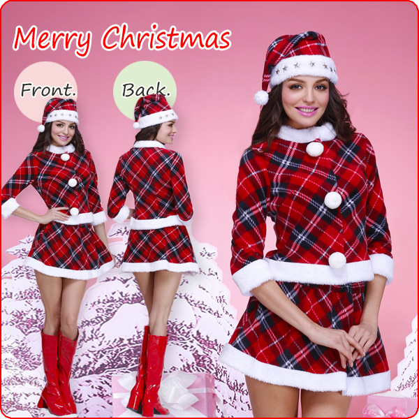 New mid-sleeve plaid Christmas outfit