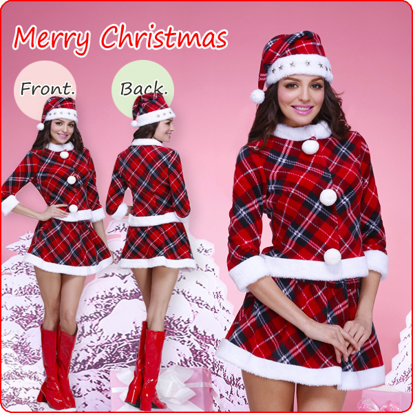 New mid-sleeve plaid Christmas outfit