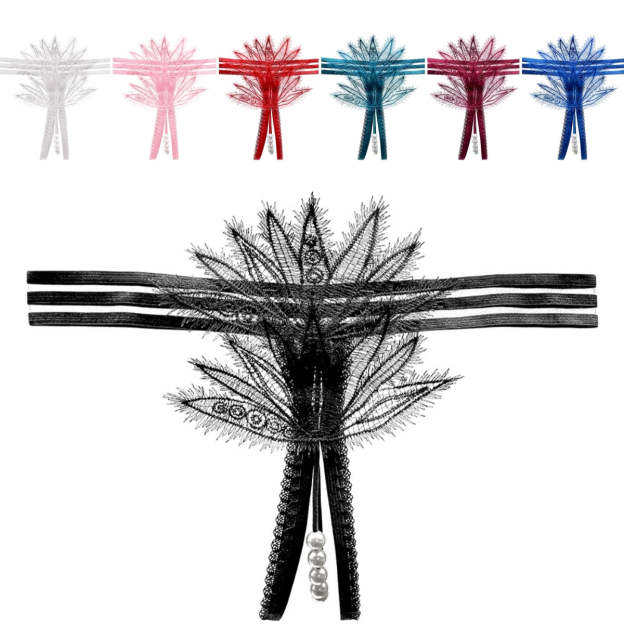 Lace Pearl Teasing Open Crotch Thong(Buy 1, get 2 free)