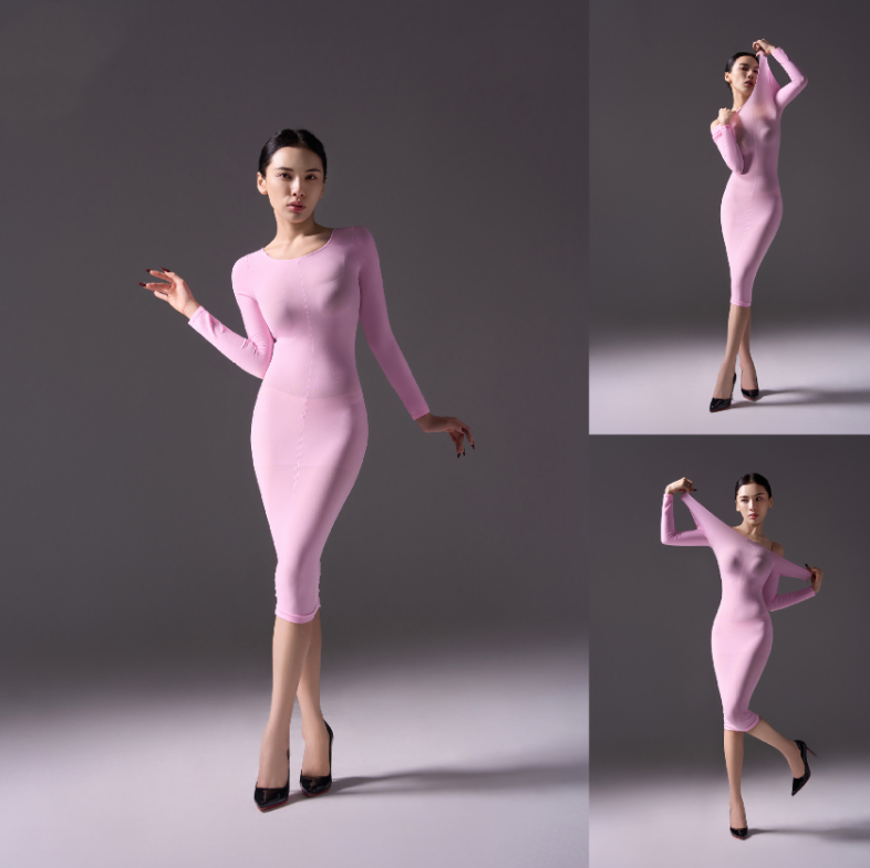 Mysterious, form-fitting, bodycon dress.