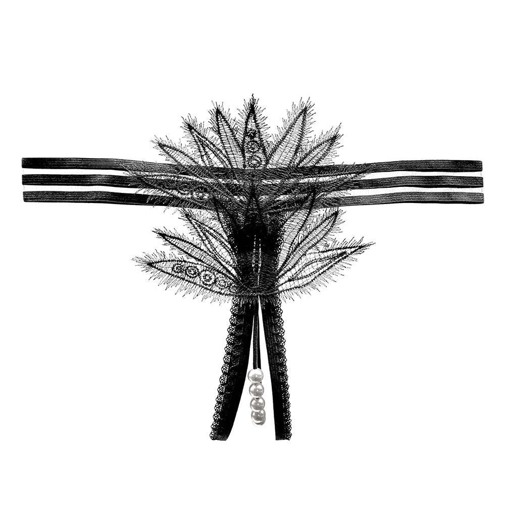 Lace Pearl Teasing Open Crotch Thong(Buy 1, get 2 free)