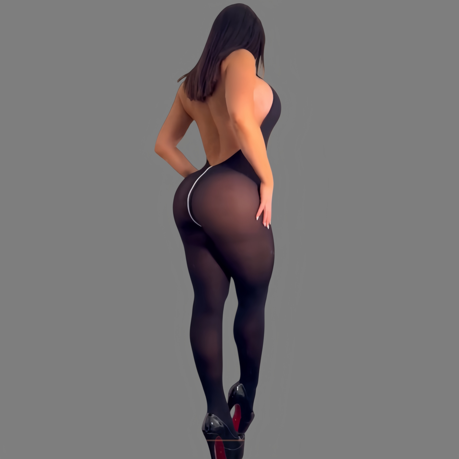 Sexy open-crotch bodysuit with a zipper.