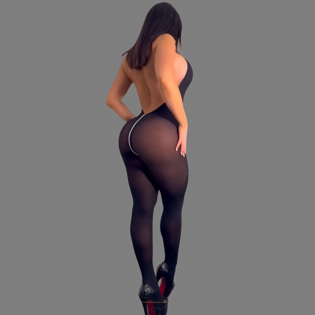 Sexy open-crotch bodysuit with a zipper.