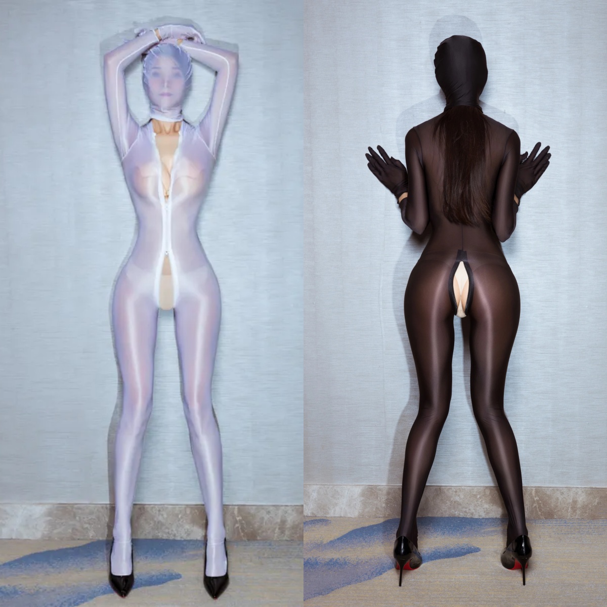 Glossy Zip Through Bodysuit