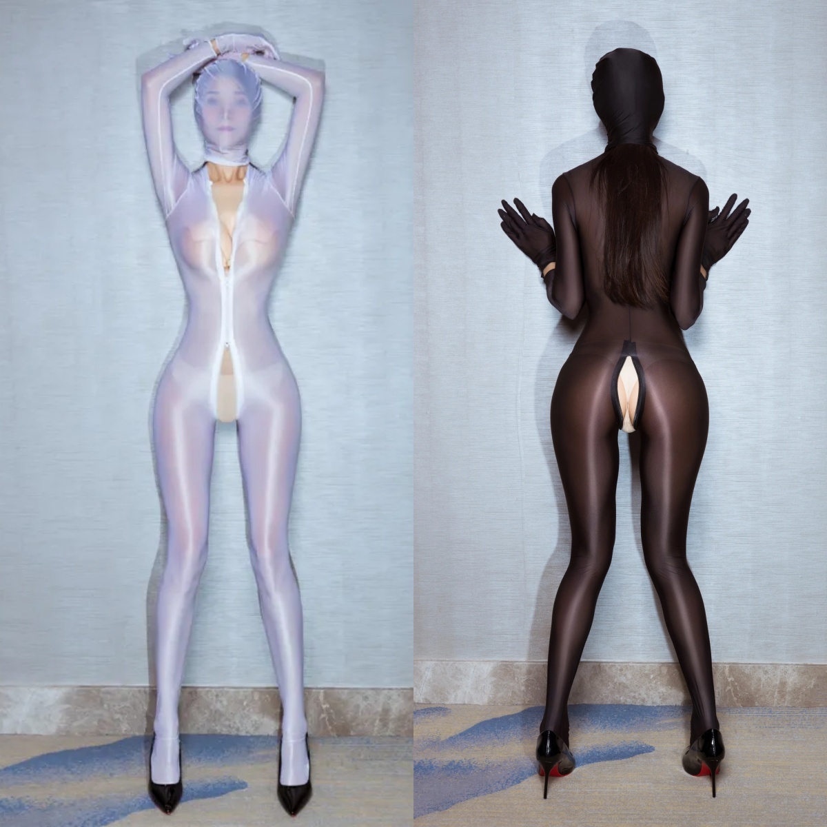 Glossy Zip Through Bodysuit