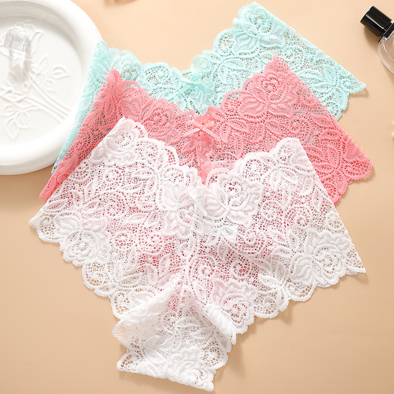 Sheer Lace Mesh Low-Rise Thong(Buy 1, get 2 free)