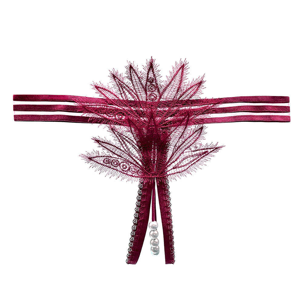 Lace Pearl Teasing Open Crotch Thong(Buy 1, get 2 free)