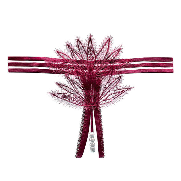 Lace Pearl Teasing Open Crotch Thong(Buy 1, get 2 free)