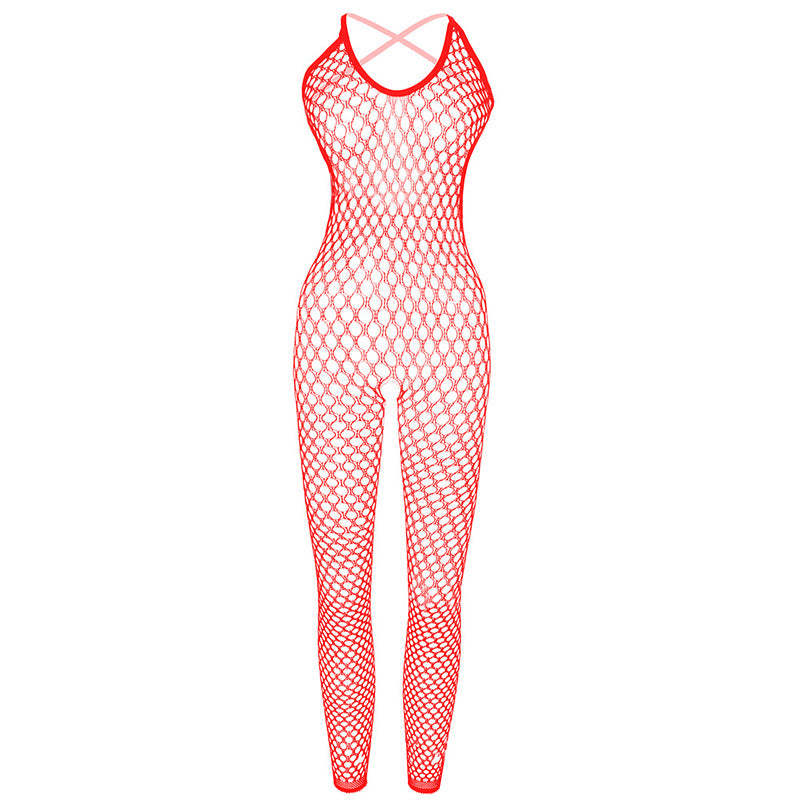 Rose Lace Sexy See-Through Hollow Mesh Bodysuit