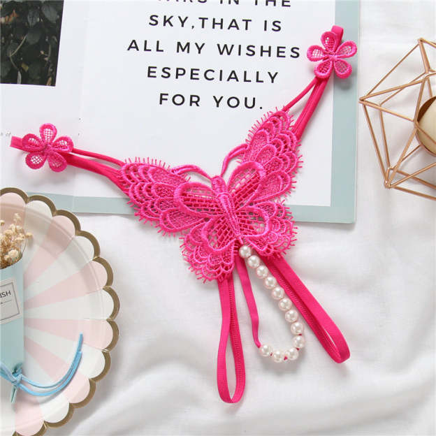 Embroidered Pearl Lace Thong(Buy 1, get 2 free)