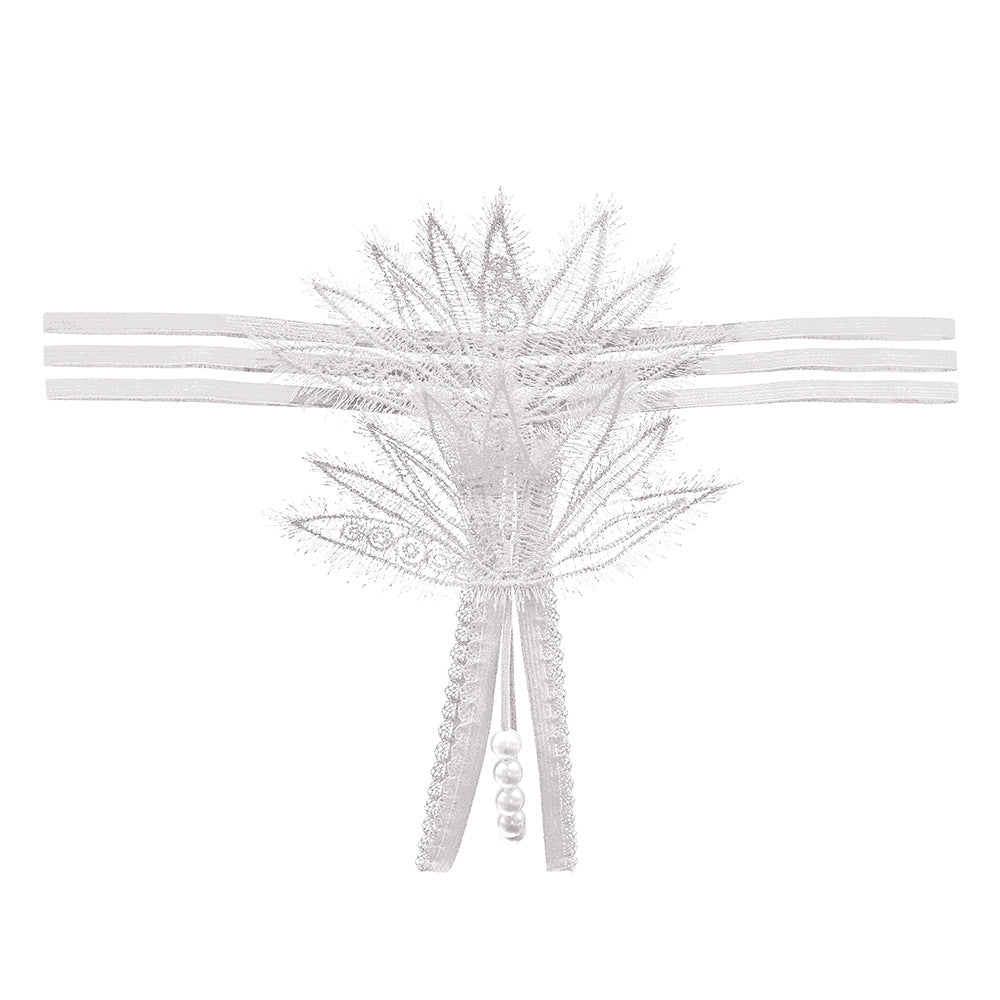 Lace Pearl Teasing Open Crotch Thong(Buy 1, get 2 free)