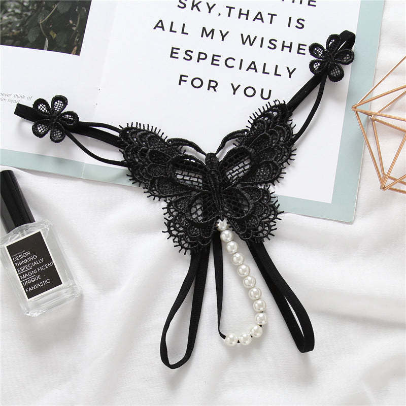 Embroidered Pearl Lace Thong(Buy 1, get 2 free)