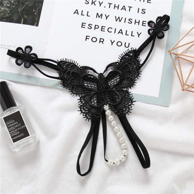 Embroidered Pearl Lace Thong(Buy 1, get 2 free)