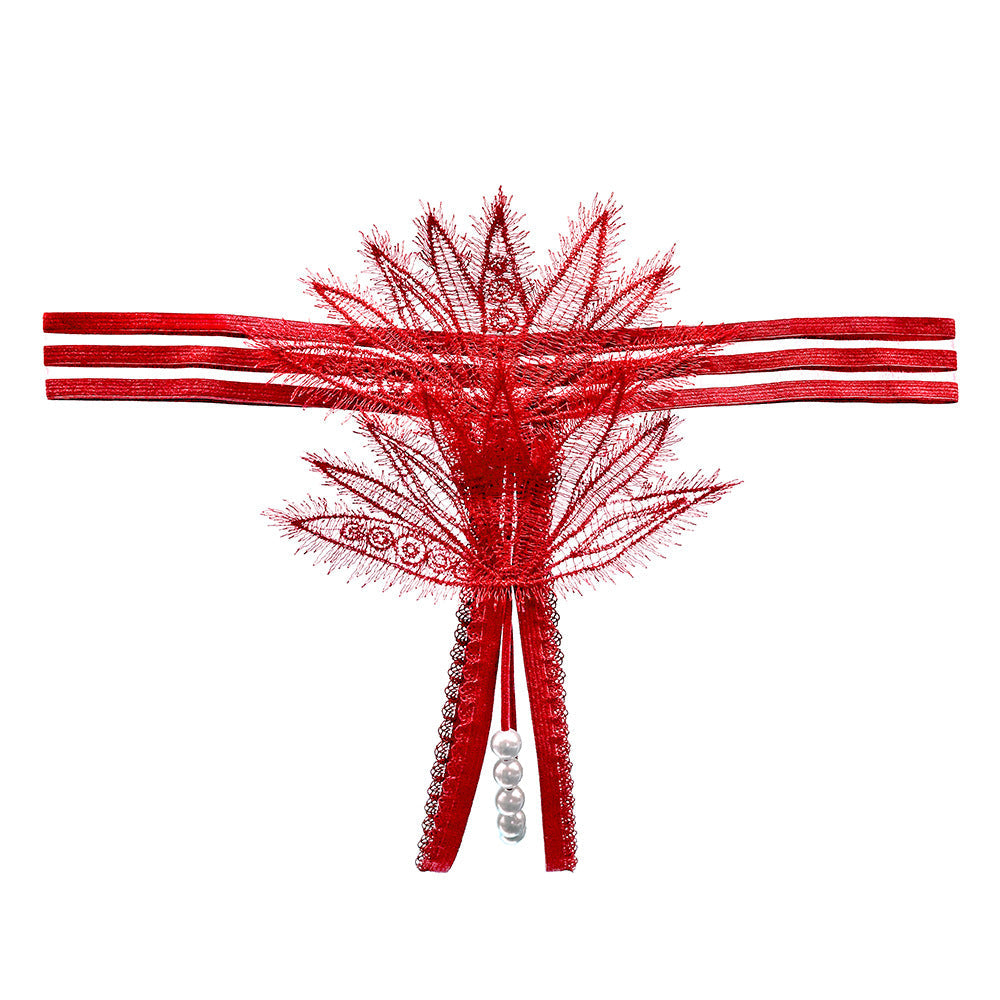 Lace Pearl Teasing Open Crotch Thong(Buy 1, get 2 free)