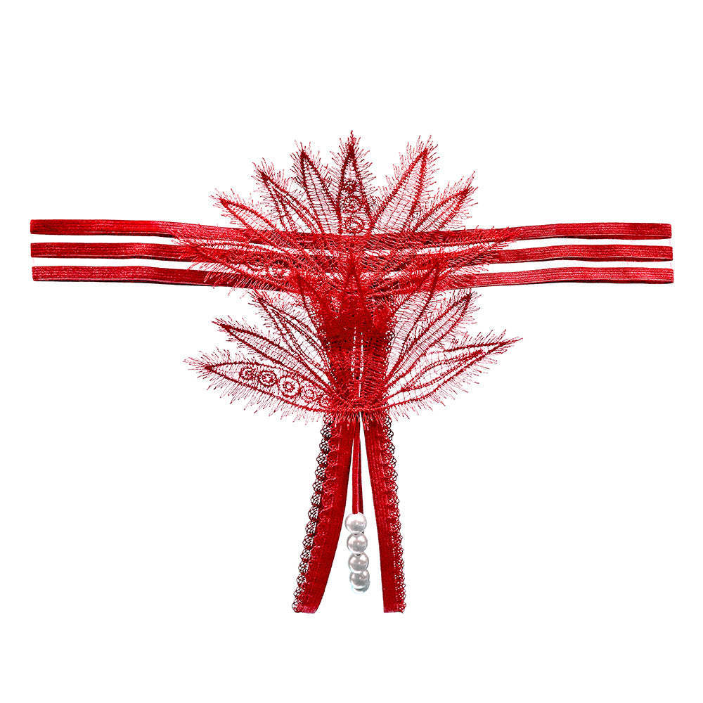 Lace Pearl Teasing Open Crotch Thong(Buy 1, get 2 free)