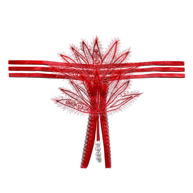 Lace Pearl Teasing Open Crotch Thong(Buy 1, get 2 free)