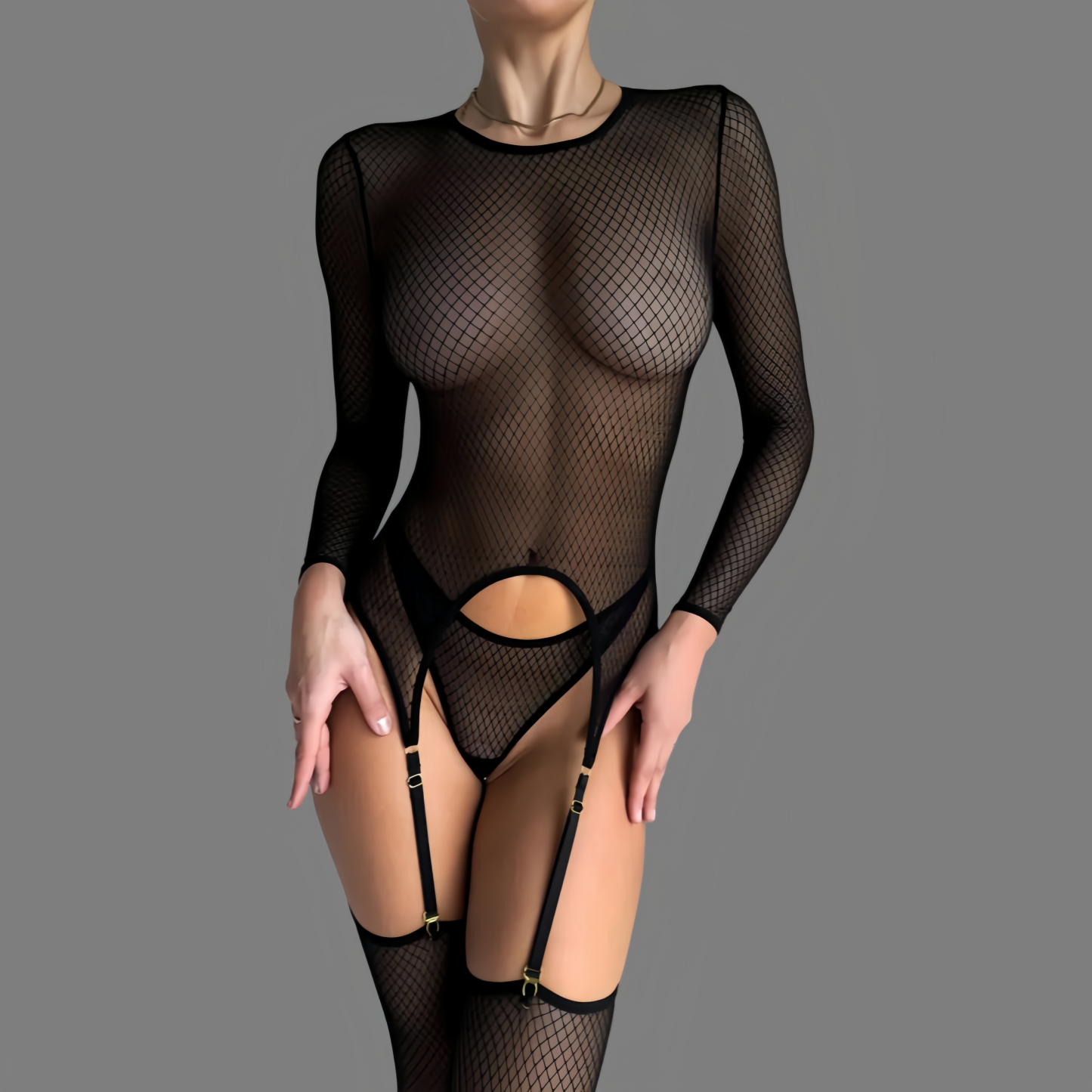 Sheer long-sleeved thin suit with socks