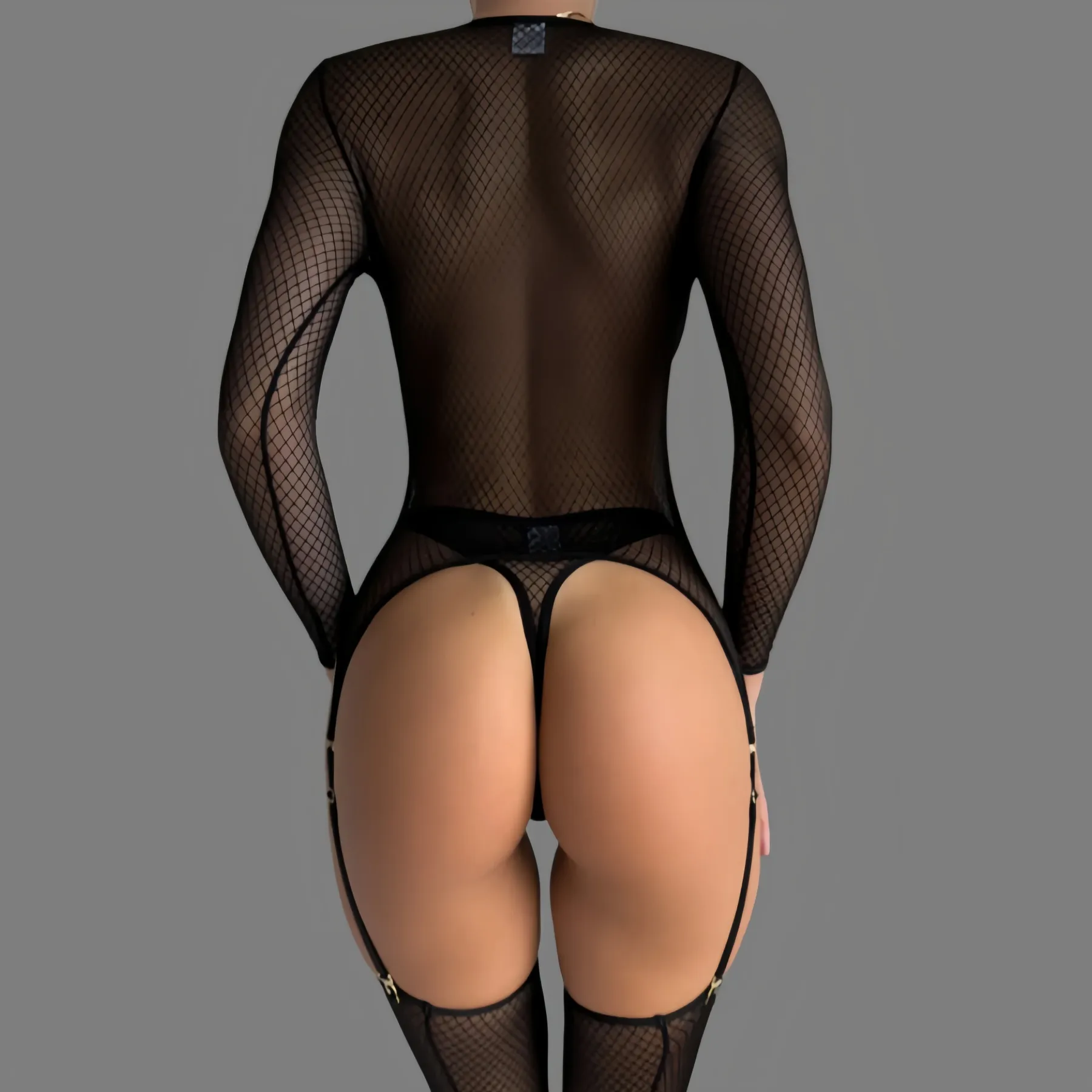 Sheer long-sleeved thin suit with socks