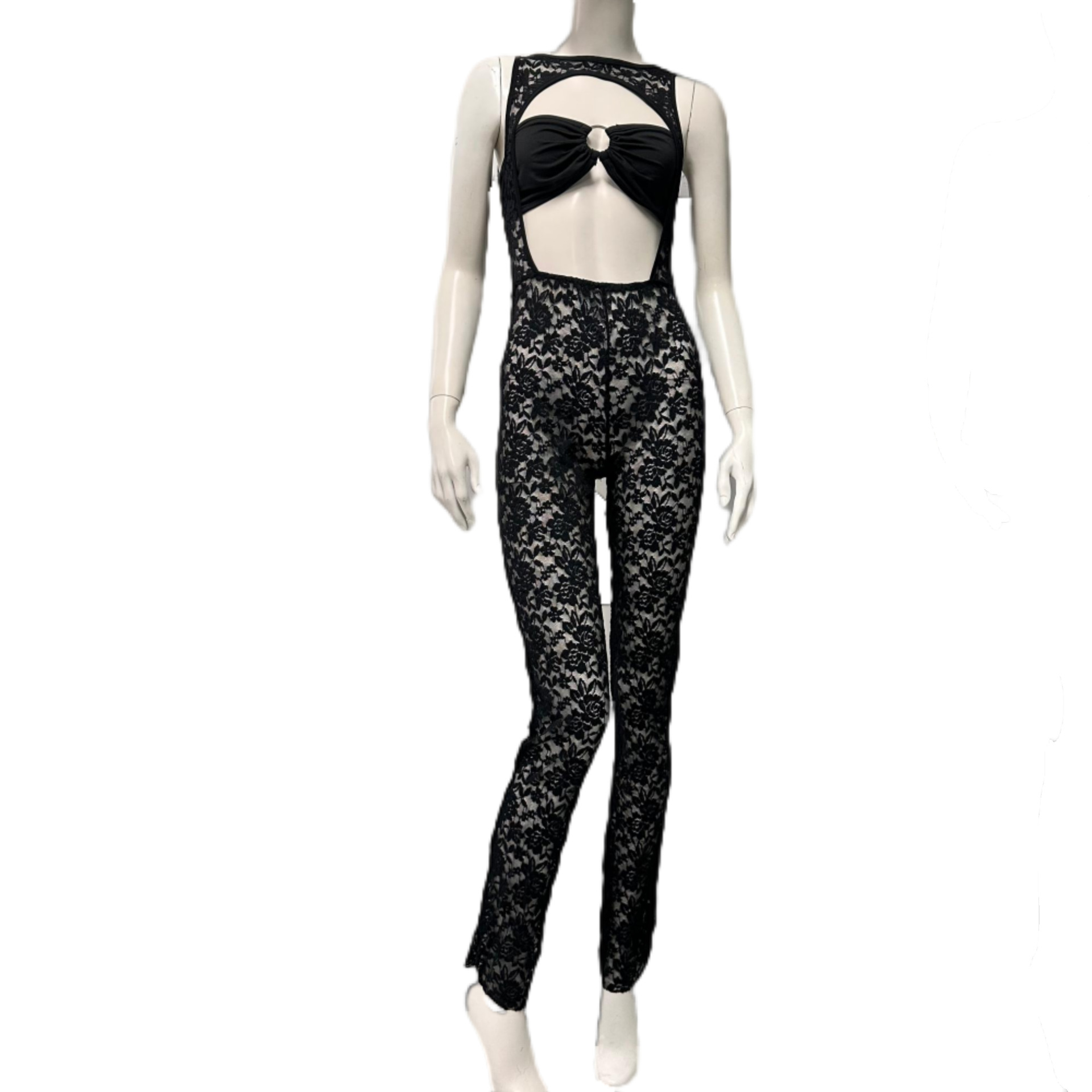 Stylish hollow-out lace jumpsuit two-piece set