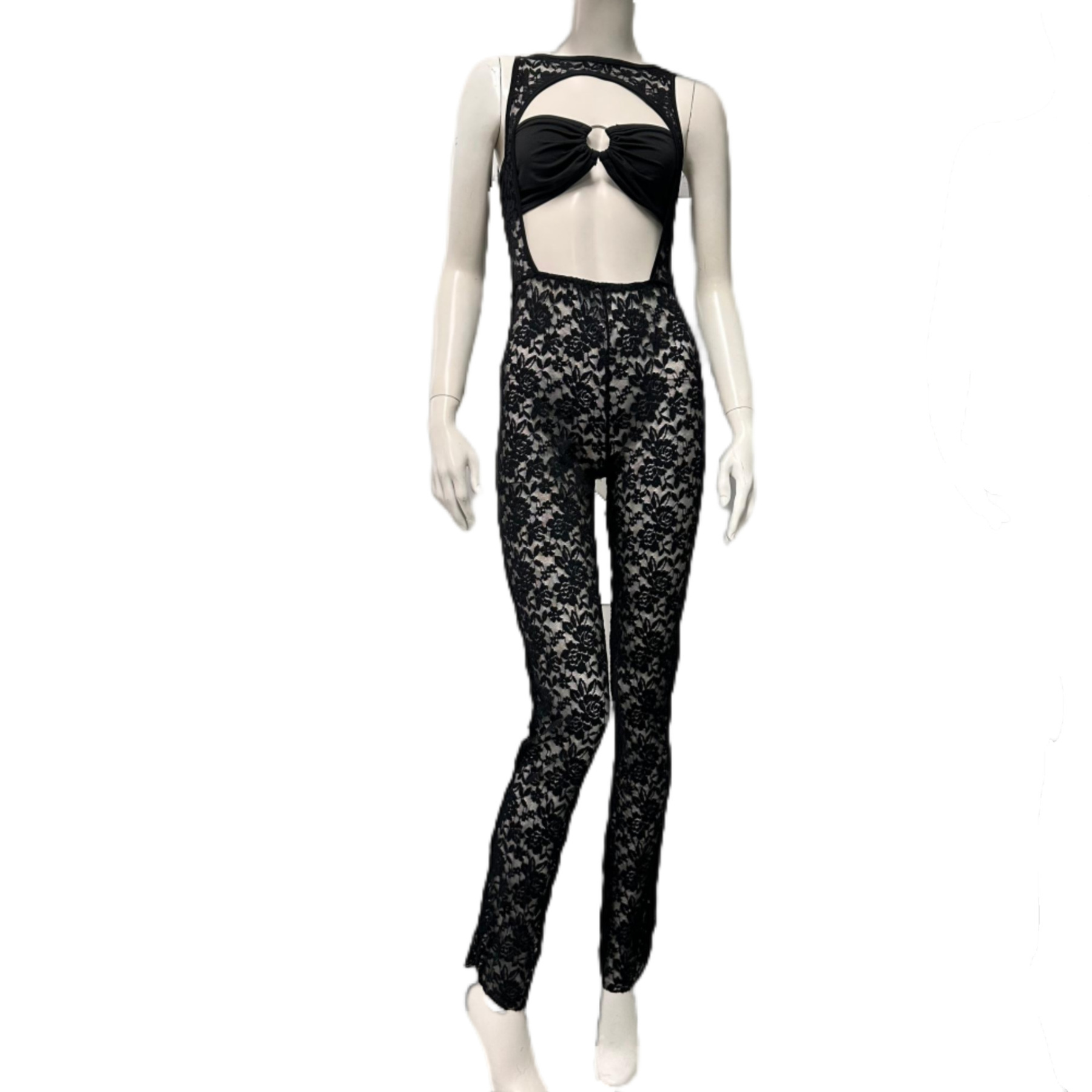 Stylish hollow-out lace jumpsuit two-piece set