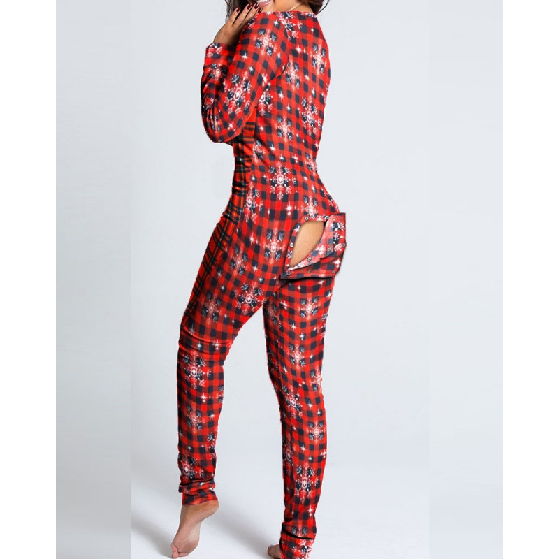 New flip-up printed Christmas long-sleeved pajamas