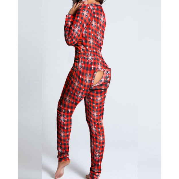 New flip-up printed Christmas long-sleeved pajamas