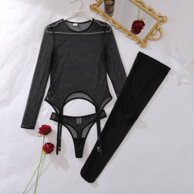 Sheer long-sleeved thin suit with socks