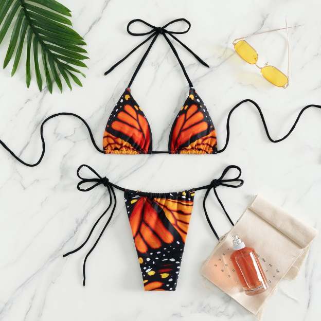 Butterfly Print Women's Beach Two-Piece Swimsuit